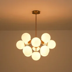 Shine Lustre Opal Glass Bubble Sputnik Semi Flush Chandelier
