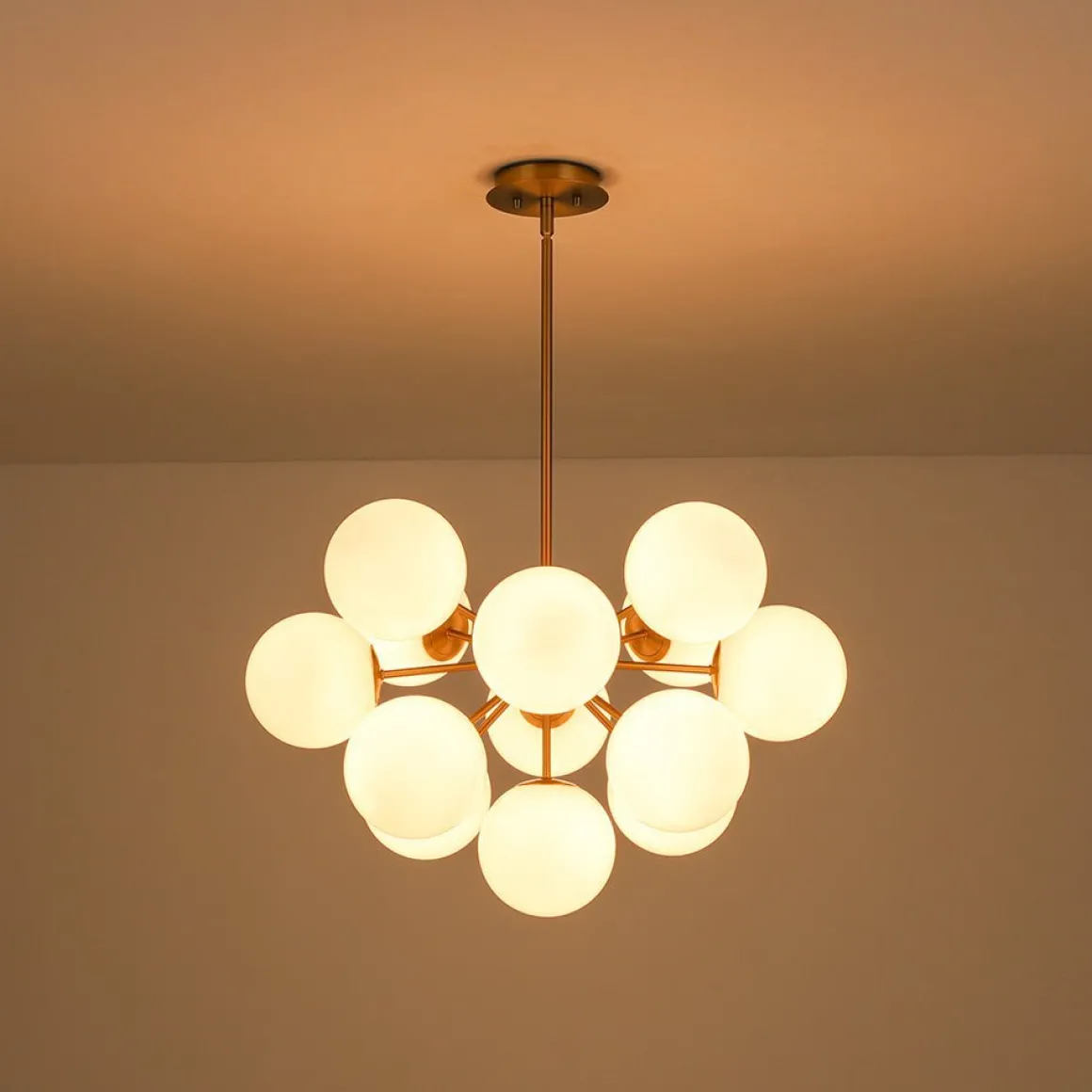 Shine Lustre Opal Glass Bubble Sputnik Semi Flush Chandelier