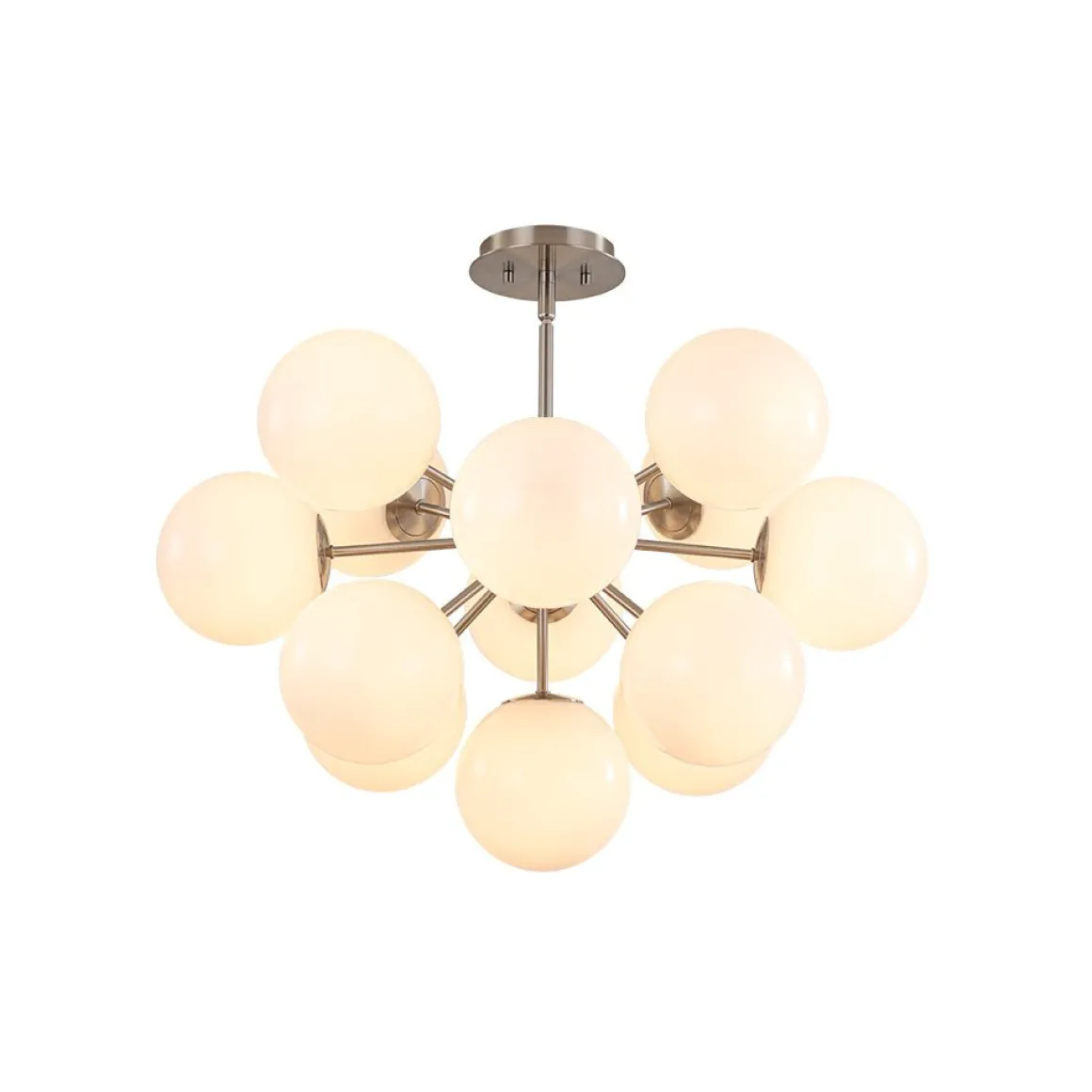 Shine Lustre Opal Glass Bubble Sputnik Semi Flush Chandelier