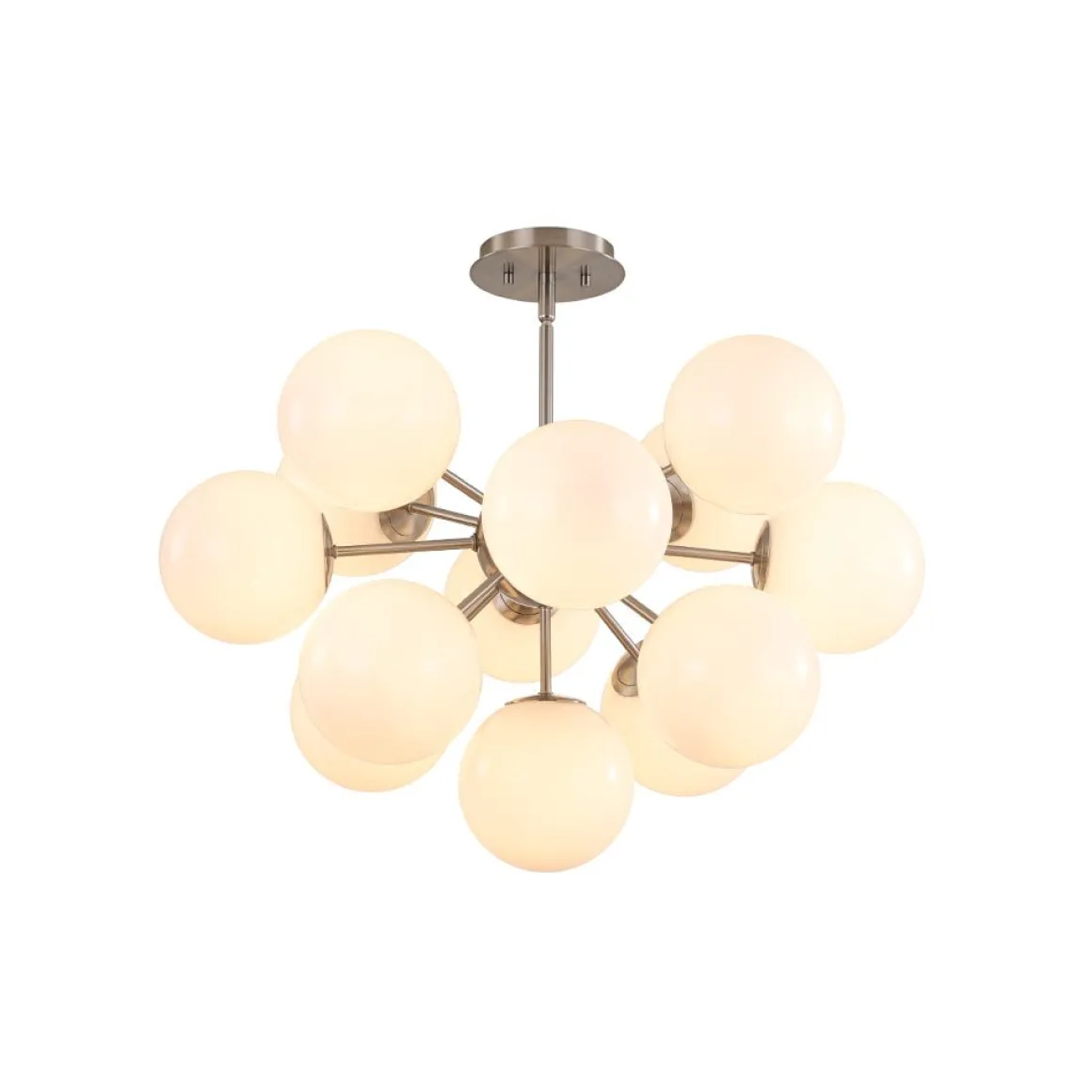 Shine Lustre Opal Glass Bubble Sputnik Semi Flush Chandelier
