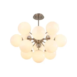 Shine Lustre Opal Glass Bubble Sputnik Semi Flush Chandelier
