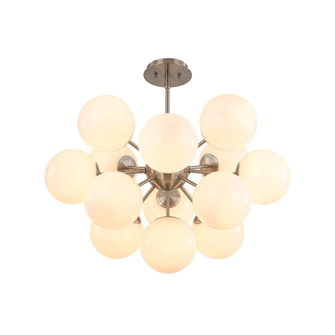 Shine Lustre Opal Glass Bubble Sputnik Semi Flush Chandelier