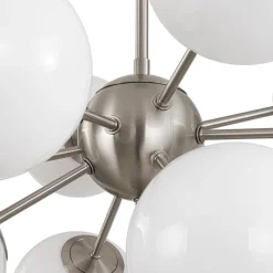 Shine Lustre Opal Glass Bubble Sputnik Semi Flush Chandelier