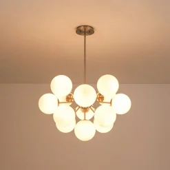 Shine Lustre Opal Glass Bubble Sputnik Semi Flush Chandelier