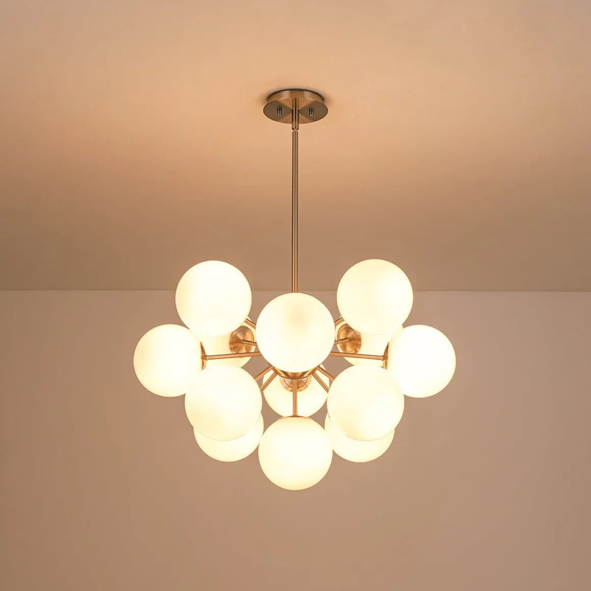 Shine Lustre Opal Glass Bubble Sputnik Semi Flush Chandelier