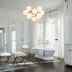 Shine Lustre Opal Glass Bubble Sputnik Semi Flush Chandelier