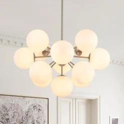Shine Lustre Opal Glass Bubble Sputnik Semi Flush Chandelier