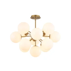 Shine Lustre Opal Glass Bubble Sputnik Semi Flush Chandelier