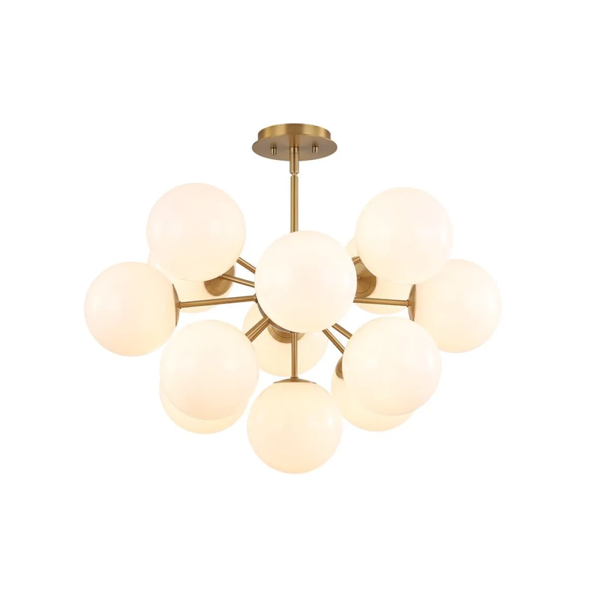 Shine Lustre Opal Glass Bubble Sputnik Semi Flush Chandelier