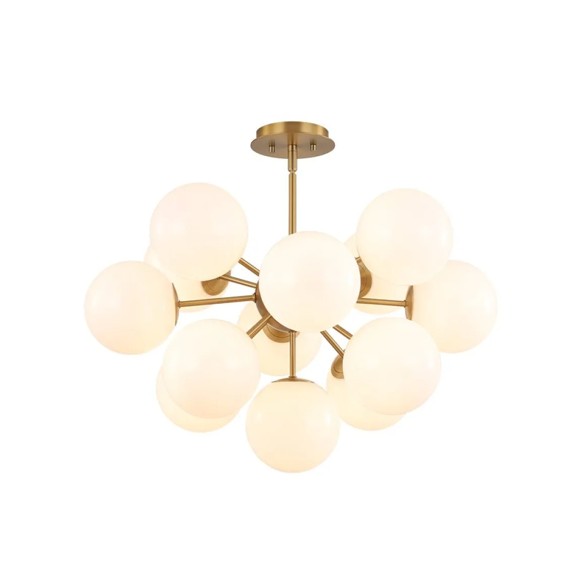 Shine Lustre Opal Glass Bubble Sputnik Semi Flush Chandelier