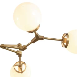 Shine Opal Glass Globe Linear Branch Island Chandelier