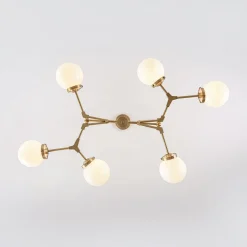 Shine Opal Glass Globe Linear Branch Island Chandelier