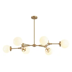 Shine Opal Glass Globe Linear Branch Island Chandelier