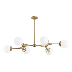Shine Opal Glass Globe Linear Branch Island Chandelier