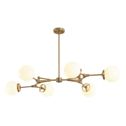 Shine Opal Glass Globe Linear Branch Island Chandelier