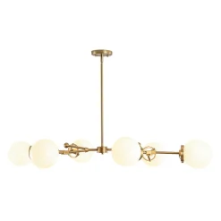 Shine Opal Glass Globe Linear Branch Island Chandelier