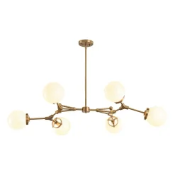 Shine Opal Glass Globe Linear Branch Island Chandelier