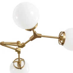 Shine Opal Glass Globe Linear Branch Island Chandelier
