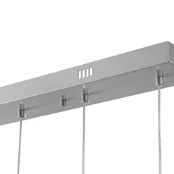 Silver 5-Light Clear Glass Teardrop Linear Island Pendant