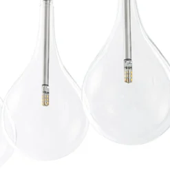 Silver 5-Light Clear Glass Teardrop Linear Island Pendant