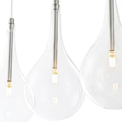 Silver 5-Light Clear Glass Teardrop Linear Island Pendant