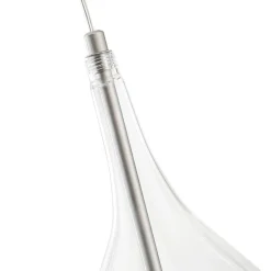 Silver 5-Light Clear Glass Teardrop Linear Island Pendant