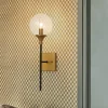 Simple Brass Black 1-Light Glass Globe Vanity Wall Sconce