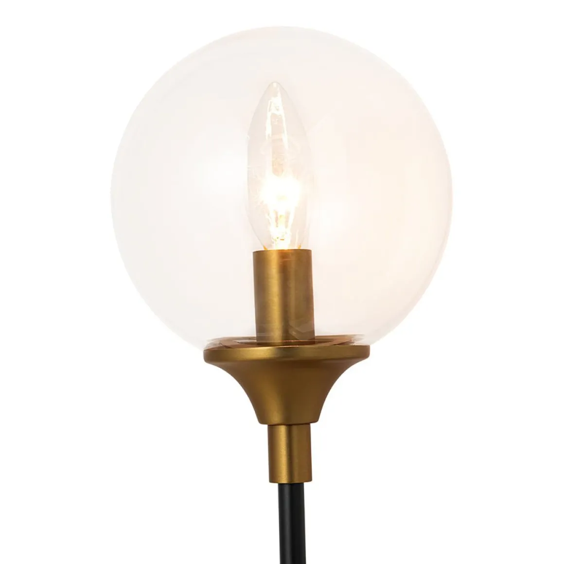 Simple Brass Black 1-Light Glass Globe Vanity Wall Sconce