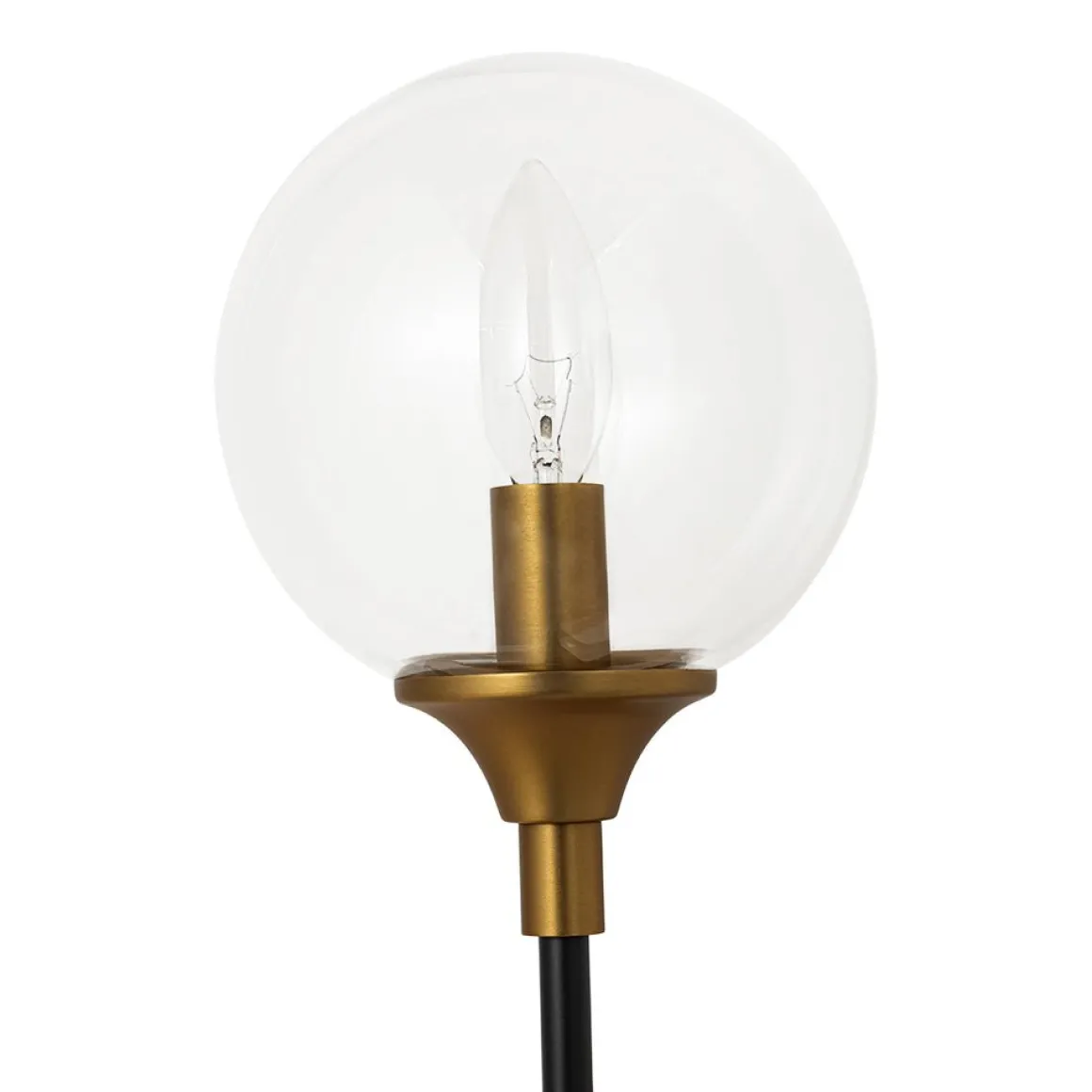 Simple Brass Black 1-Light Glass Globe Vanity Wall Sconce
