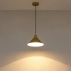Simple Brass 1-Light Metal Flat Conical Kitchen Pendant