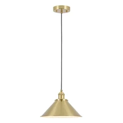 Simple Brass 1-Light Metal Flat Conical Kitchen Pendant