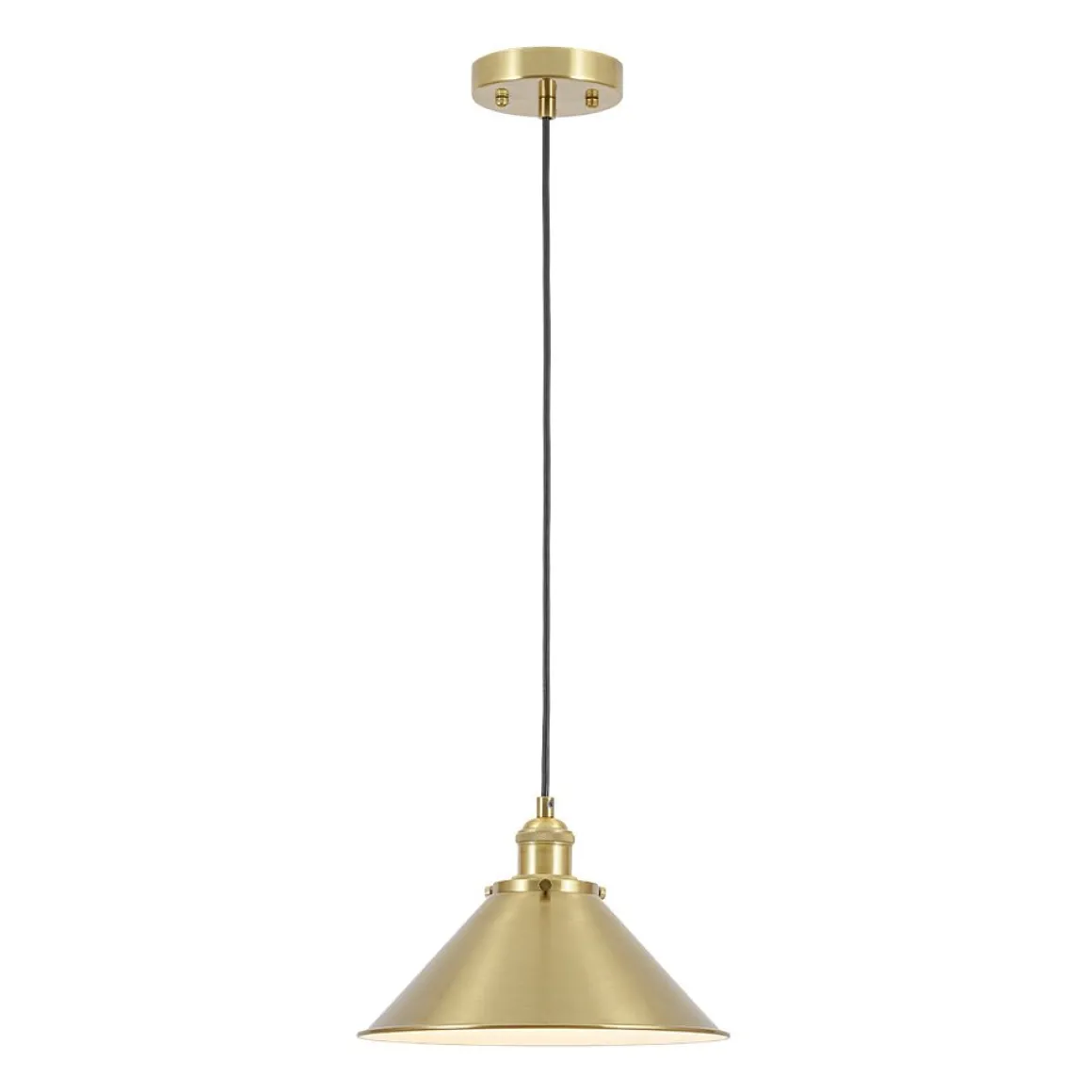 Simple Brass 1-Light Metal Flat Conical Kitchen Pendant