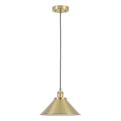 Simple Brass 1-Light Metal Flat Conical Kitchen Pendant