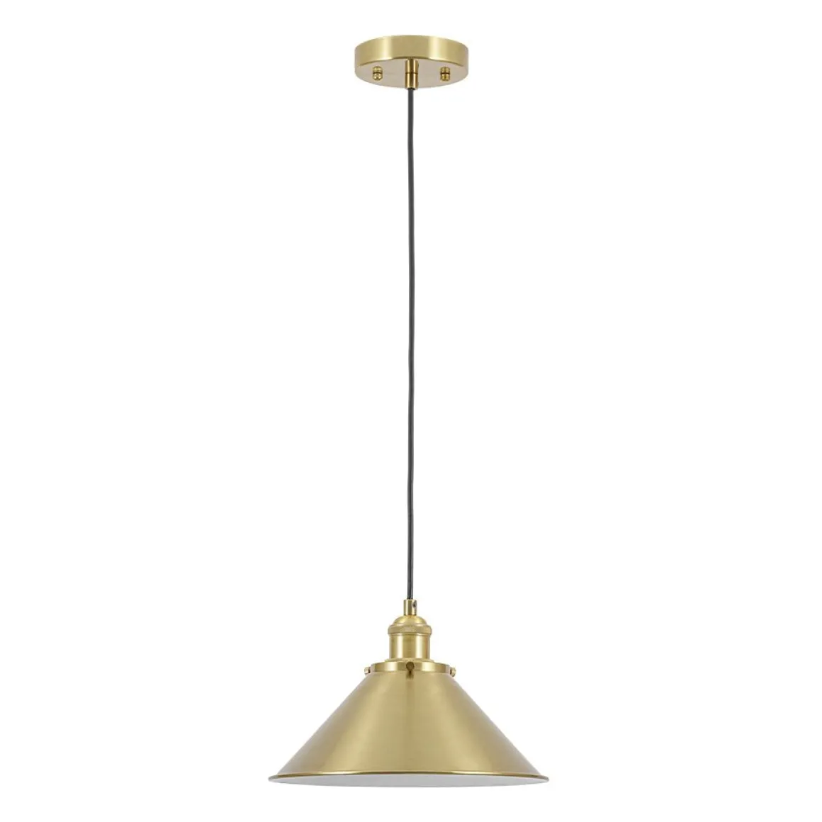 Simple Brass 1-Light Metal Flat Conical Kitchen Pendant