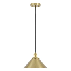 Simple Brass 1-Light Metal Flat Conical Kitchen Pendant