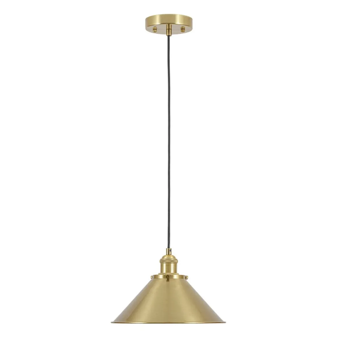Simple Brass 1-Light Metal Flat Conical Kitchen Pendant
