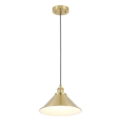 Simple Brass 1-Light Metal Flat Conical Kitchen Pendant