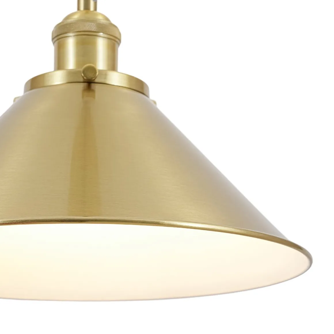 Simple Brass 1-Light Metal Flat Conical Kitchen Pendant