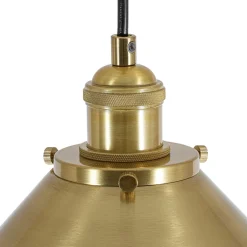 Simple Brass 1-Light Metal Flat Conical Kitchen Pendant