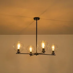 Simple 4-light Clear Glass Globe Round Sputnik Chandelier