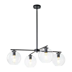 Simple 4-light Clear Glass Globe Round Sputnik Chandelier