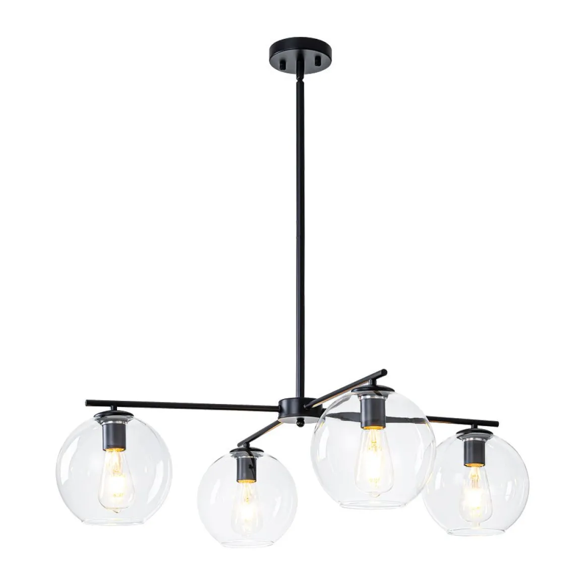 Simple 4-light Clear Glass Globe Round Sputnik Chandelier