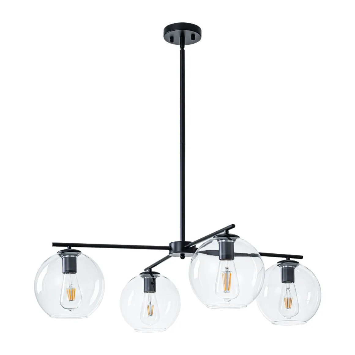 Simple 4-light Clear Glass Globe Round Sputnik Chandelier