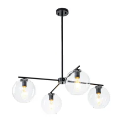 Simple 4-light Clear Glass Globe Round Sputnik Chandelier