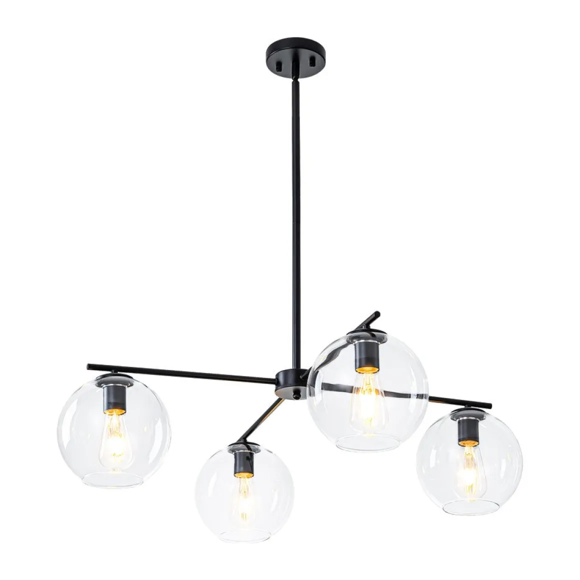 Simple 4-light Clear Glass Globe Round Sputnik Chandelier