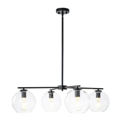 Simple 4-light Clear Glass Globe Round Sputnik Chandelier