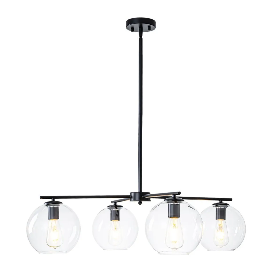 Simple 4-light Clear Glass Globe Round Sputnik Chandelier