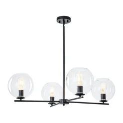 Simple 4-light Clear Glass Globe Round Sputnik Chandelier