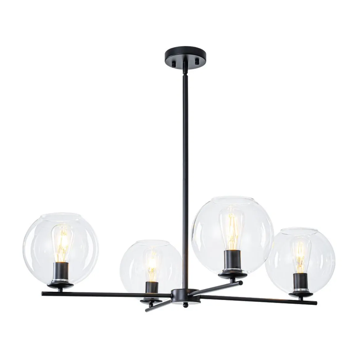 Simple 4-light Clear Glass Globe Round Sputnik Chandelier