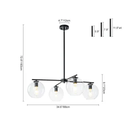 Simple 4-light Clear Glass Globe Round Sputnik Chandelier